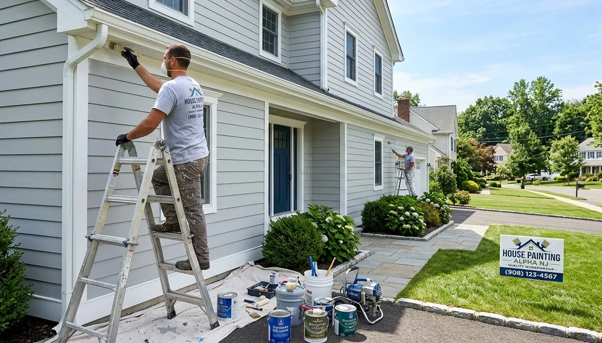 Professional house painters improving home exterior in Easton, PA