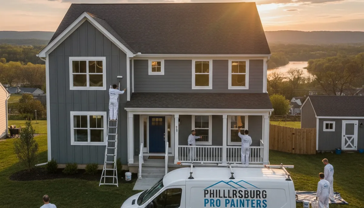 Professional house painters refreshing home exterior in Easton, PA