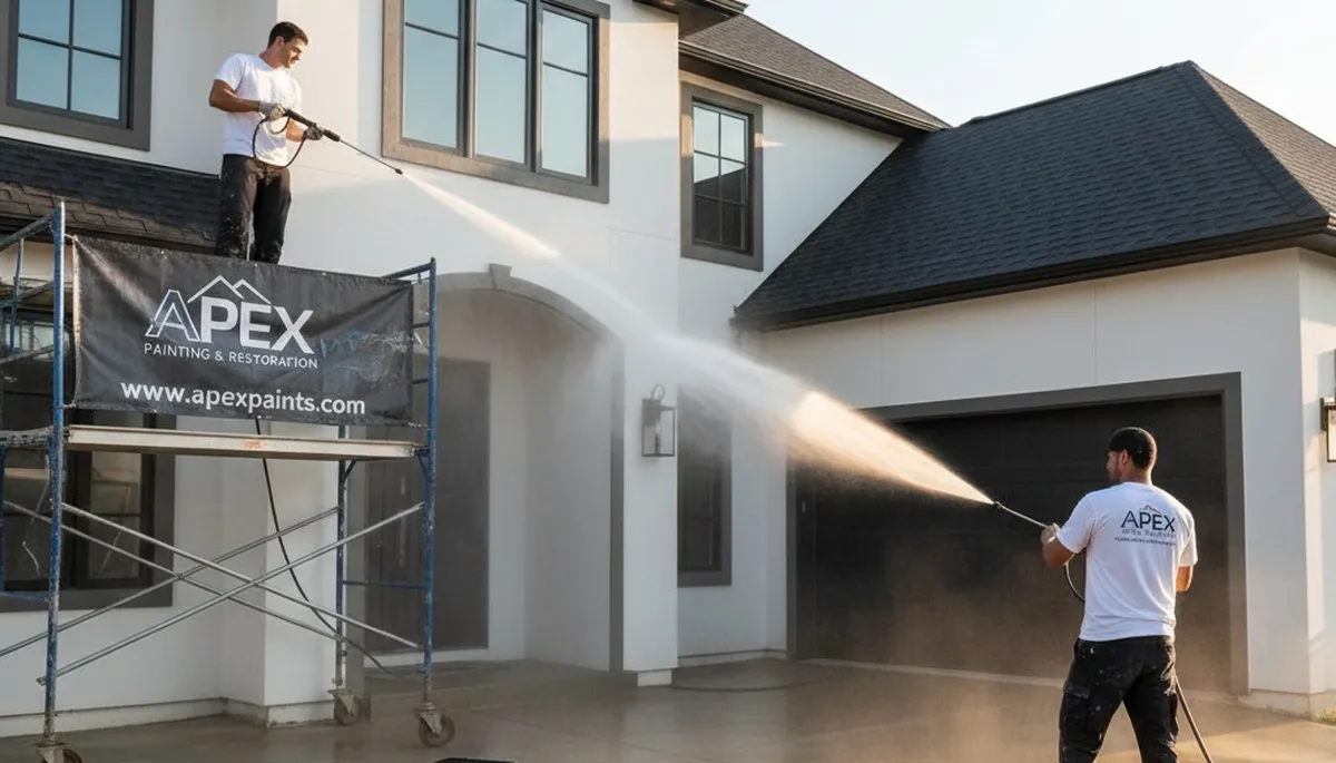 Professional pressure washing exterior surfaces in Easton, PA by local house-painting experts