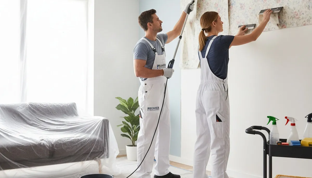 Professional wallpaper removal in Easton, PA preparing walls for expert interior painting