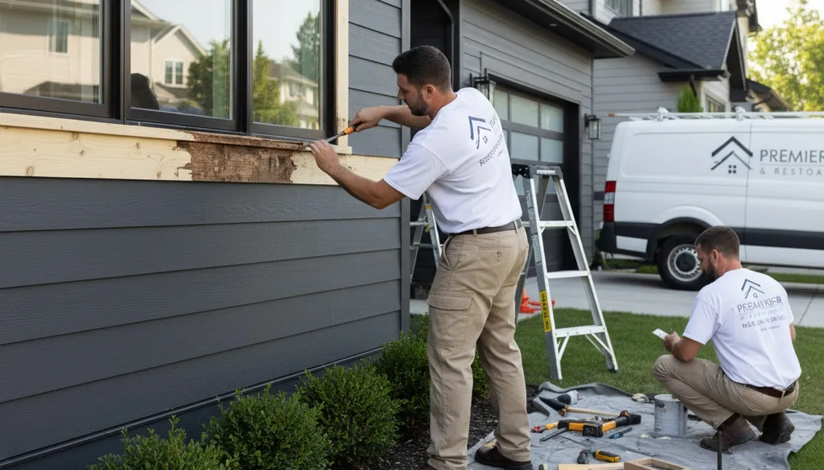 Professional wood rot repair on Easton, PA home exterior by expert local painters